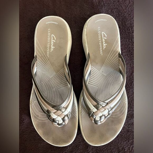 Clarks Cloudsteppers Sandal Metallic Multi Color Women Size 7 - Picture 2 of 7